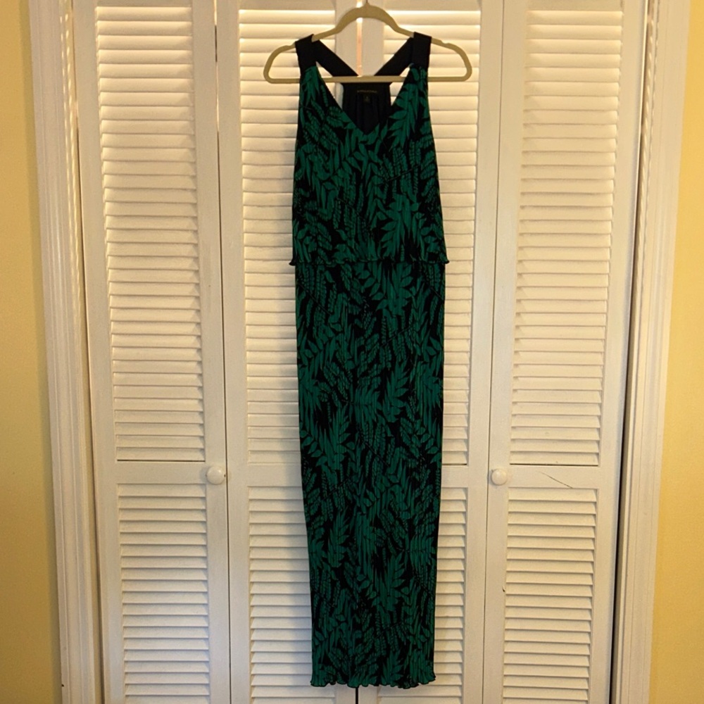 Banana Republic Tropical Green and Black Maxi Dress